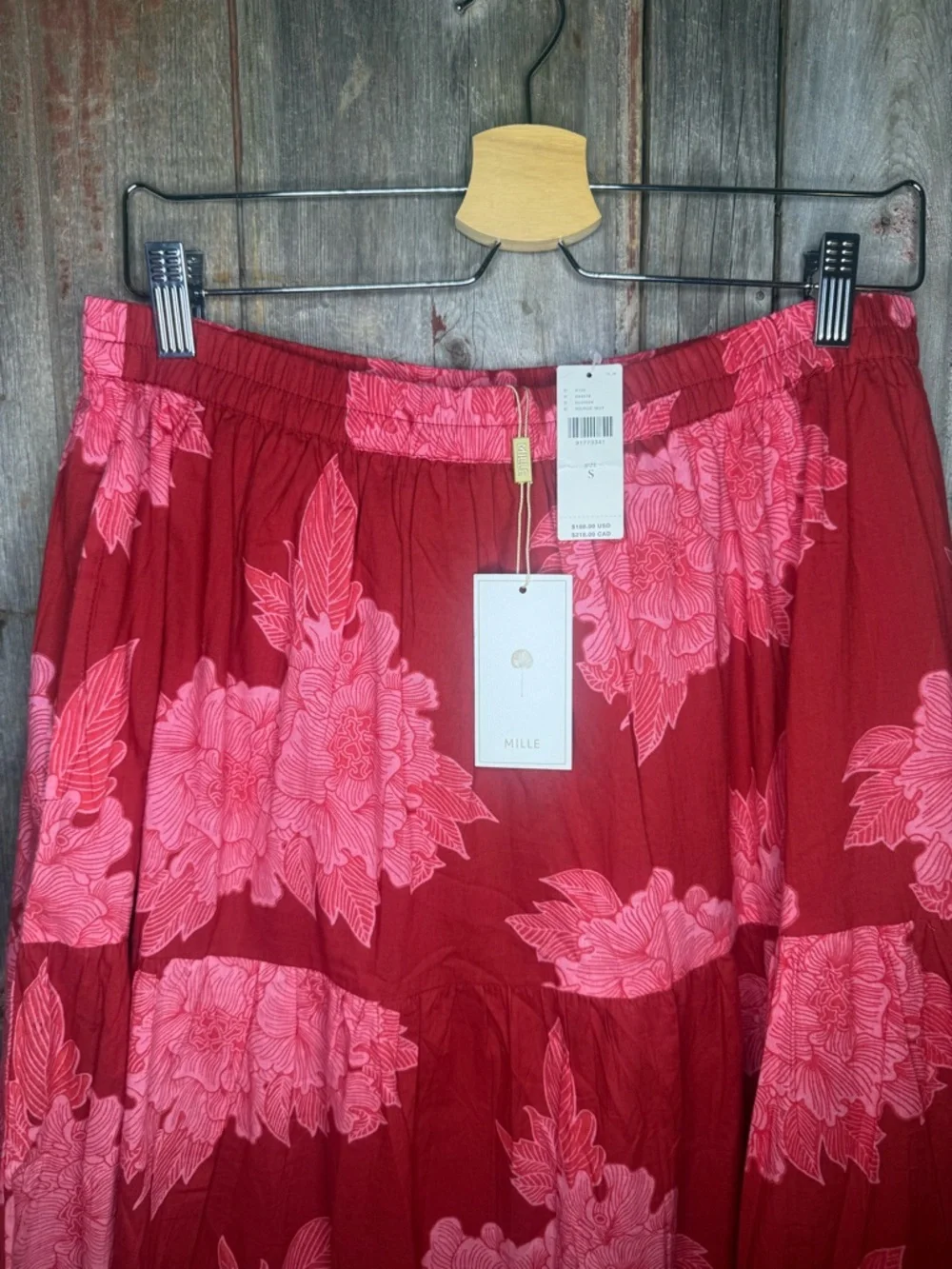 NWT Mille Anthropologie Paola Ruffle Maxi Skirt in Red Floral size Small - Picture 4 of 13